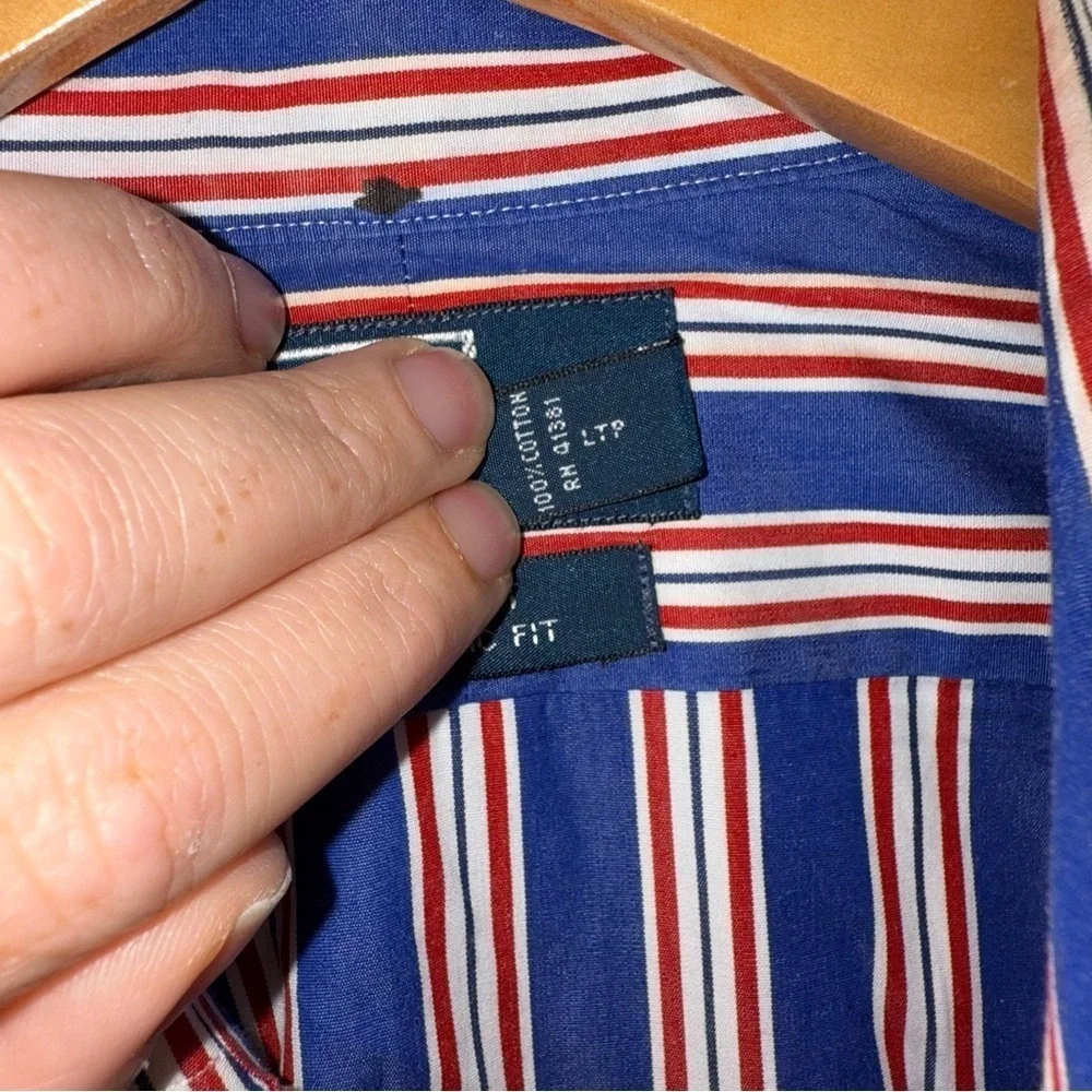 Polo Ralph Lauren Blue Striped Cotton Long Sleeve  Button Up, Men’s Size XL